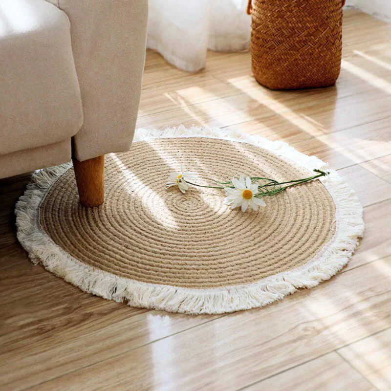 Vitality Japanese-Style Cotton Rope Braided Tassel Rugs