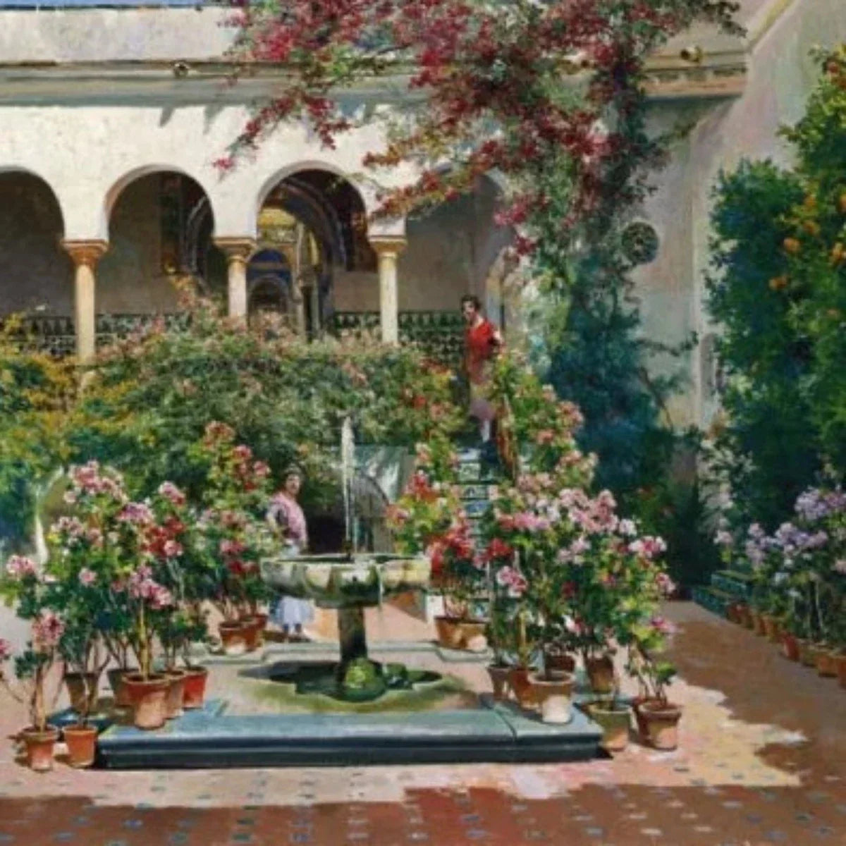 A Courtyard in Seville- Vintage Canvas Wall Art Prints Decor For Living Room