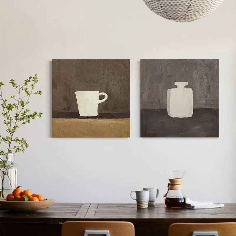 WABI-SABI Brown Oil Painting Canvas Wall Art Dining Room
