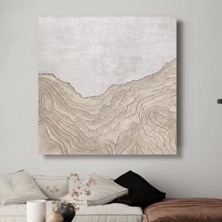 Landscape White Beige Oil Painting Canvas Wall Art Bedroom Living Room
