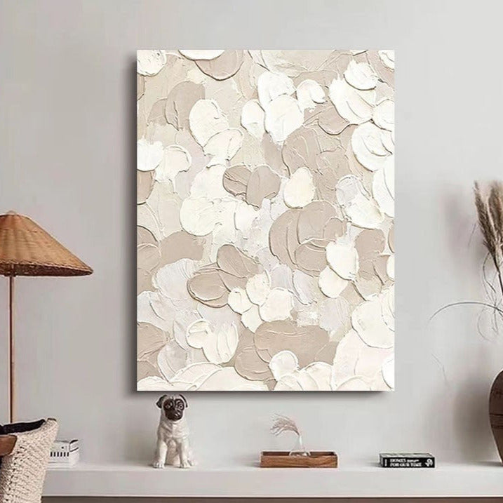 WABI-SABI Cream Gray Oil Painting Canvas Wall Art Living Room
