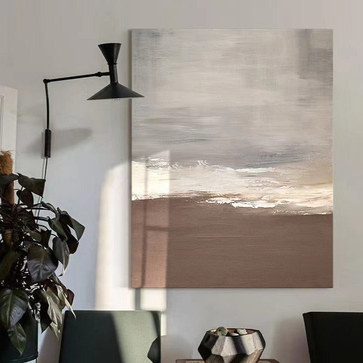 Beach & Ocean Brown Oil Painting Canvas Wall Art Entrance Living Room