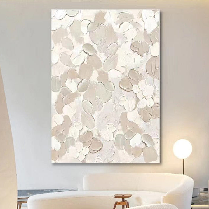 WABI-SABI Cream Gray Oil Painting Canvas Wall Art Living Room