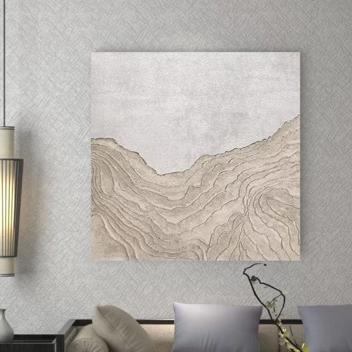 Landscape White Beige Oil Painting Canvas Wall Art Bedroom Living Room