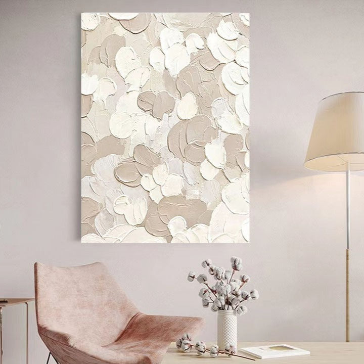 WABI-SABI Cream Gray Oil Painting Canvas Wall Art Living Room