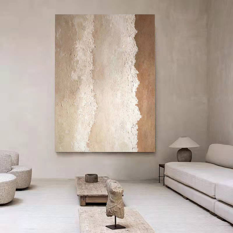 Beach & Ocean Brown White Oil Painting Canvas Wall Art Entrance Living Room