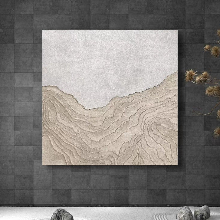 Landscape White Beige Oil Painting Canvas Wall Art Bedroom Living Room