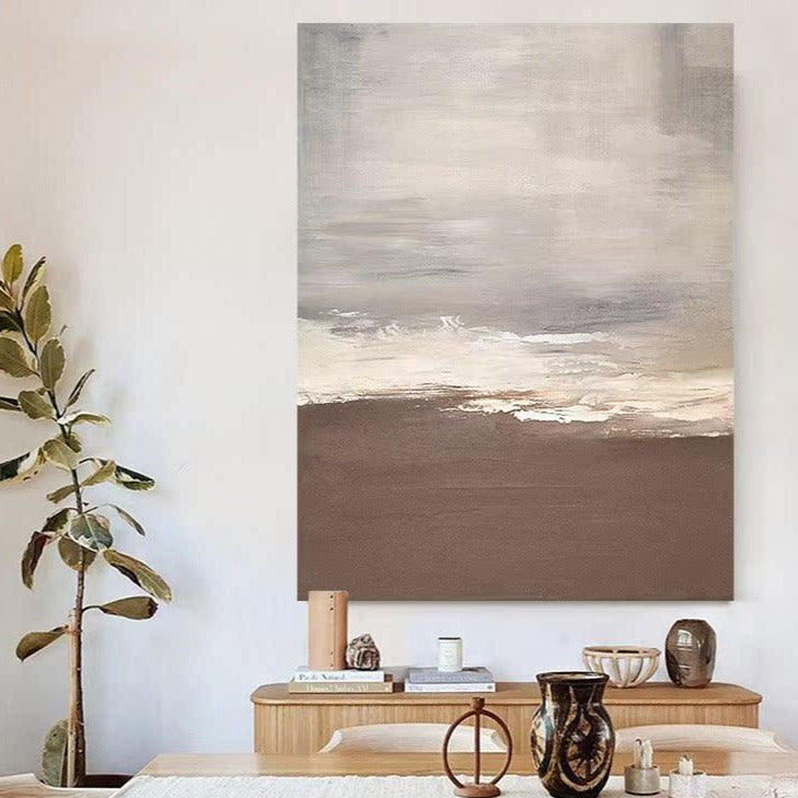 Beach & Ocean Brown Oil Painting Canvas Wall Art Entrance Living Room