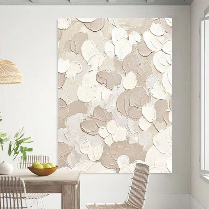 WABI-SABI Cream Gray Oil Painting Canvas Wall Art Living Room