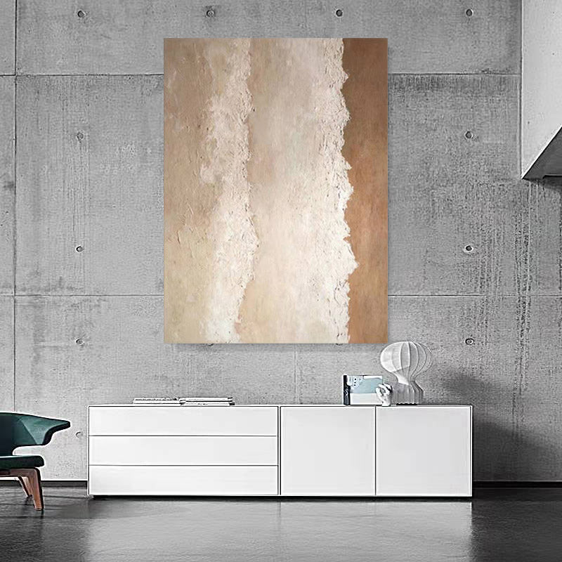 Beach & Ocean Brown White Oil Painting Canvas Wall Art Entrance Living Room