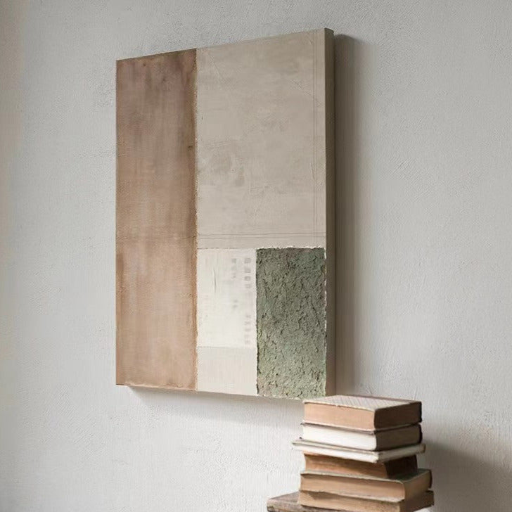 WABI-SABI Brown Green Oil Painting Canvas Wall Art Living Room Entrance