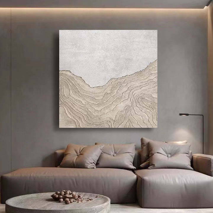 Landscape White Beige Oil Painting Canvas Wall Art Bedroom Living Room
