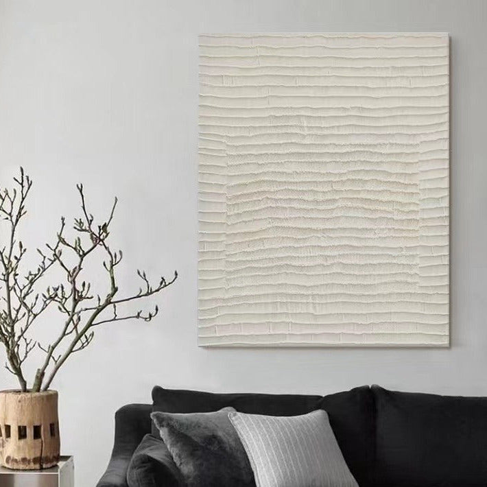 WABI-SABI Cream Oil Painting Canvas Wall Art Living Room