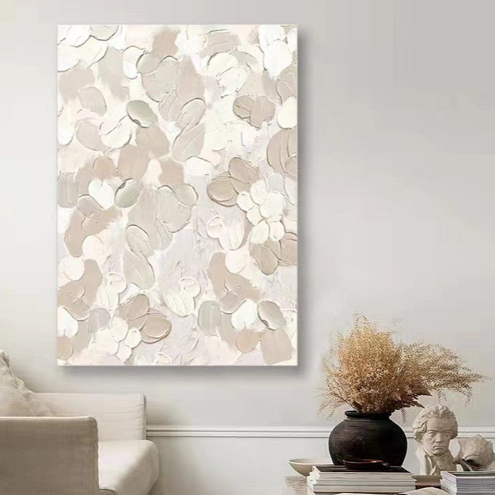 WABI-SABI Cream Gray Oil Painting Canvas Wall Art Living Room