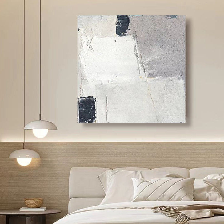 Abstract White Grey Oil Painting Canvas Wall Art Bedroom Living Room