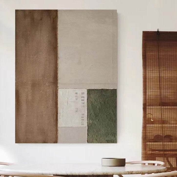 WABI-SABI Brown Green Oil Painting Canvas Wall Art Living Room Entrance