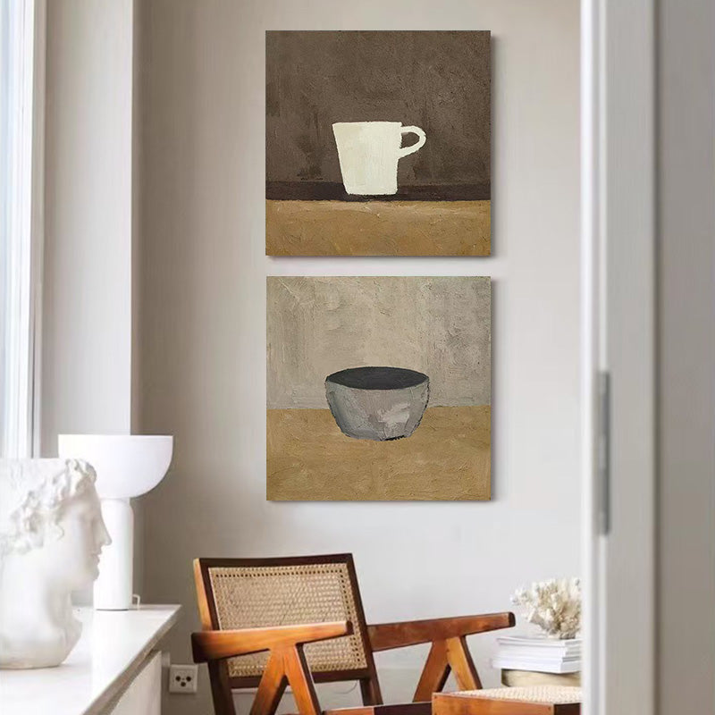 WABI-SABI Brown Oil Painting Canvas Wall Art Dining Room