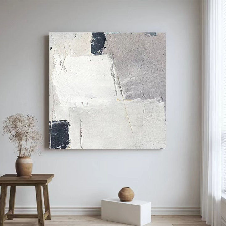 Abstract White Grey Oil Painting Canvas Wall Art Bedroom Living Room