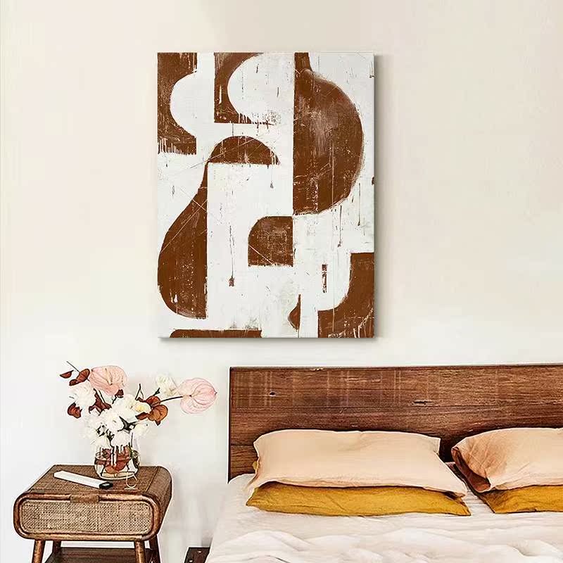 Abstract Brown White Oil Painting Canvas Wall Art Living Room