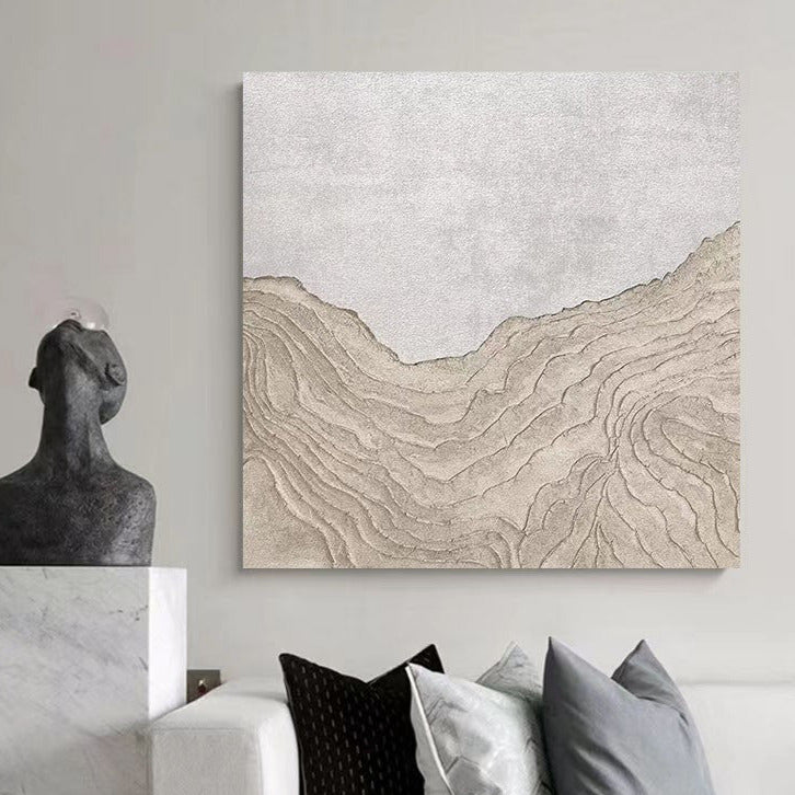 Landscape White Beige Oil Painting Canvas Wall Art Bedroom Living Room