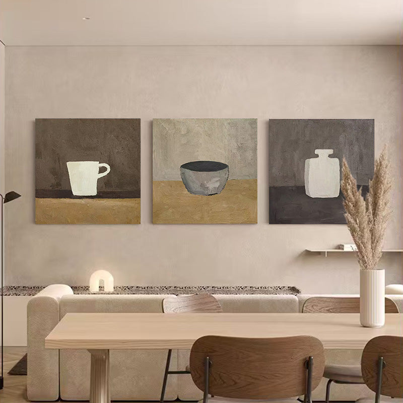 WABI-SABI Brown Oil Painting Canvas Wall Art Dining Room