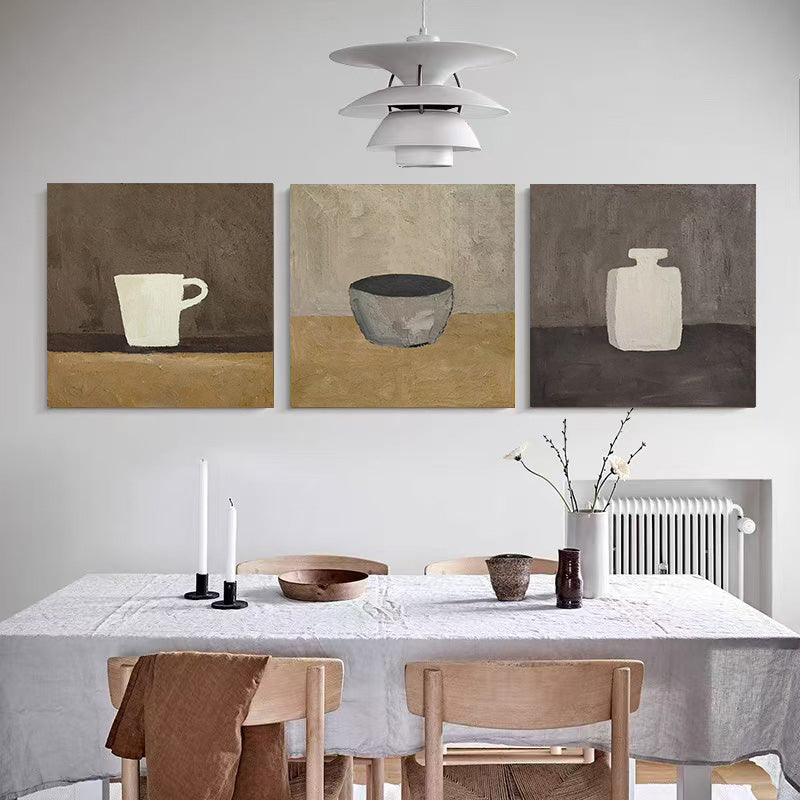WABI-SABI Brown Oil Painting Canvas Wall Art Dining Room