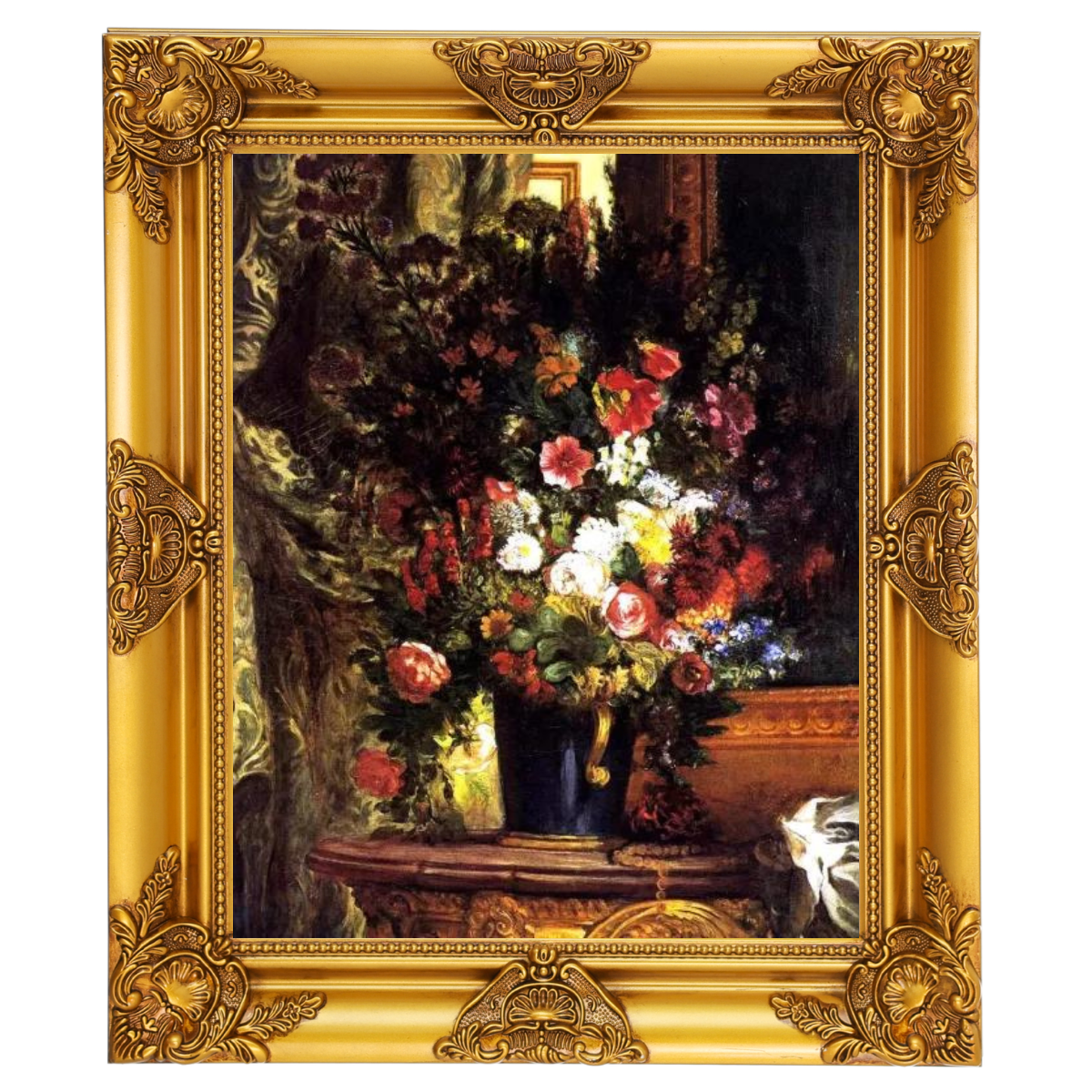 A Vase of Flowers on a Console