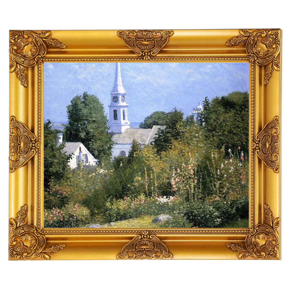 Hollyhocks Garden, Mystic, Connecticut - Country style Wall Art Prints Decor For Living Room