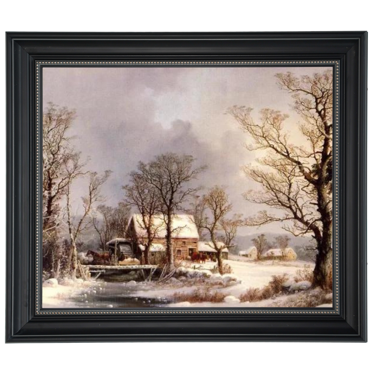 Winter in the Country, The Old Grist Mill-Vintage Wall Art Prints Decor For Living Room