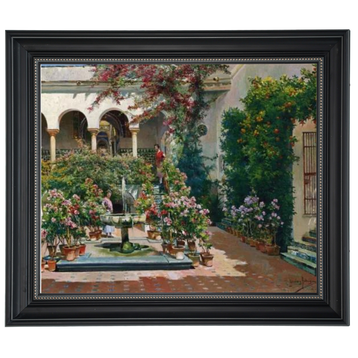 A Courtyard in Seville- Vintage Canvas Wall Art Prints Decor For Living Room