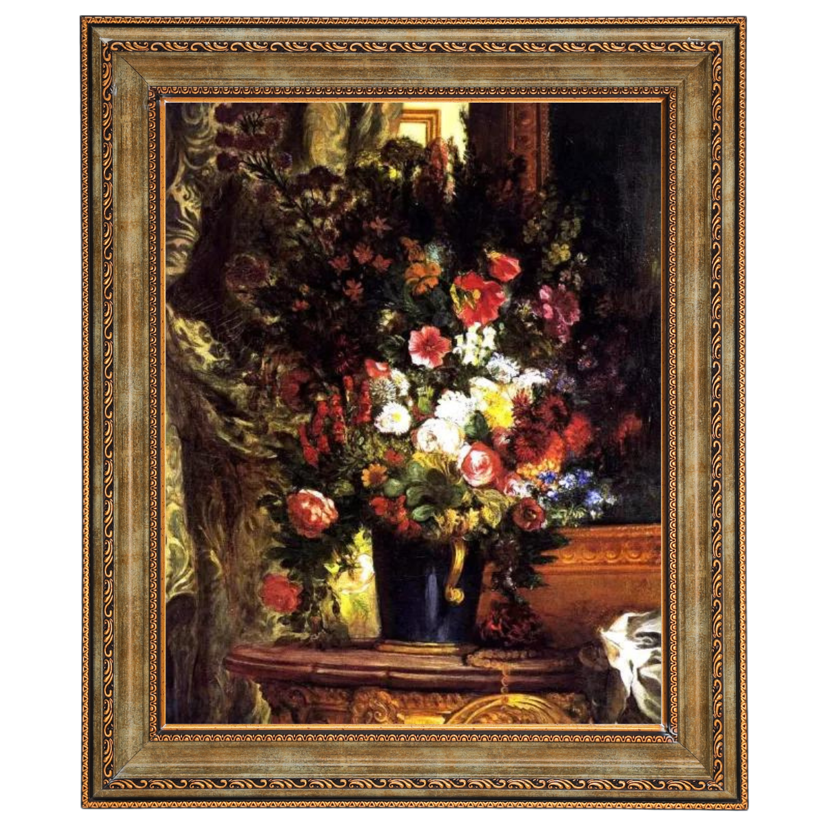 A Vase of Flowers on a Console