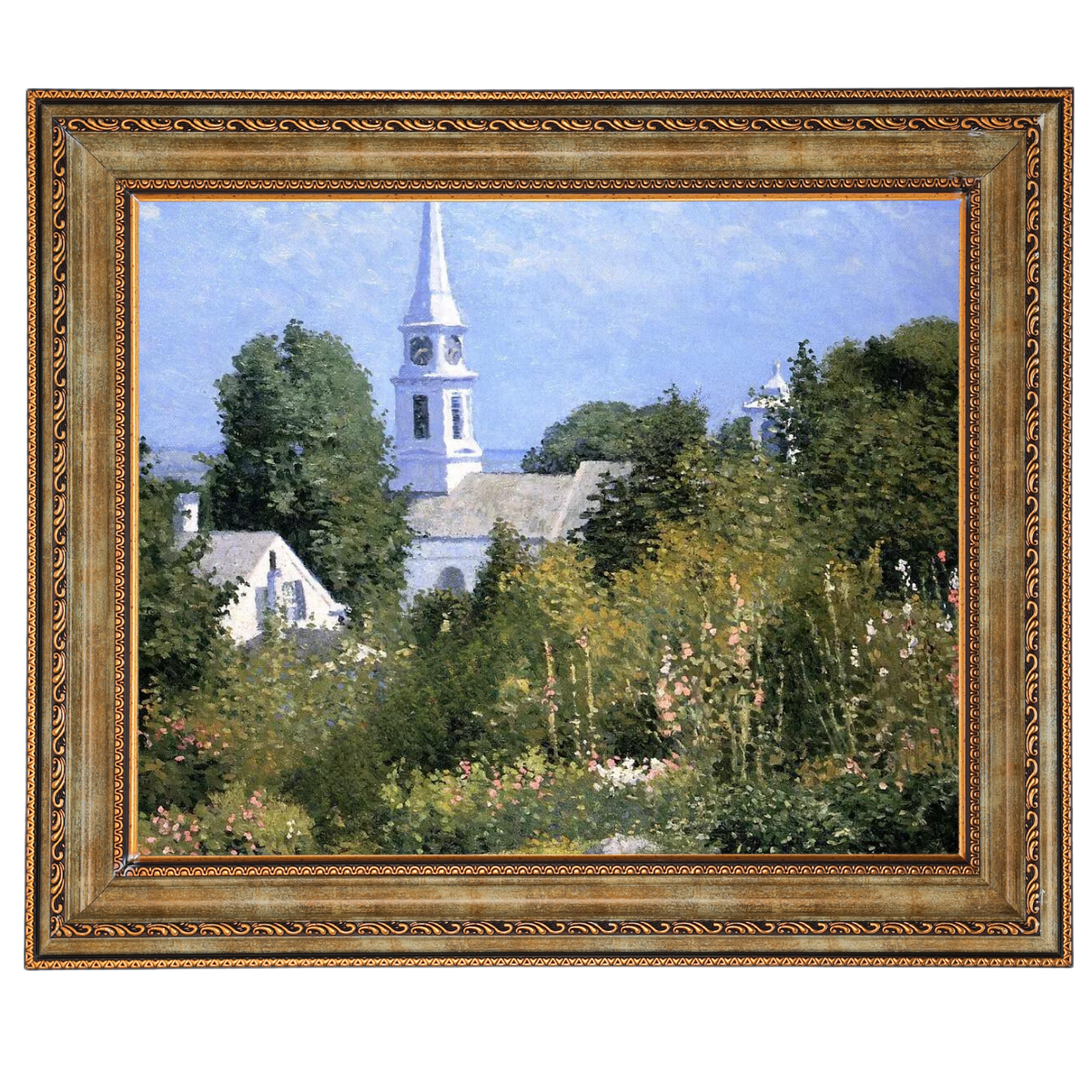 Hollyhocks Garden, Mystic, Connecticut - Country style Wall Art Prints Decor For Living Room