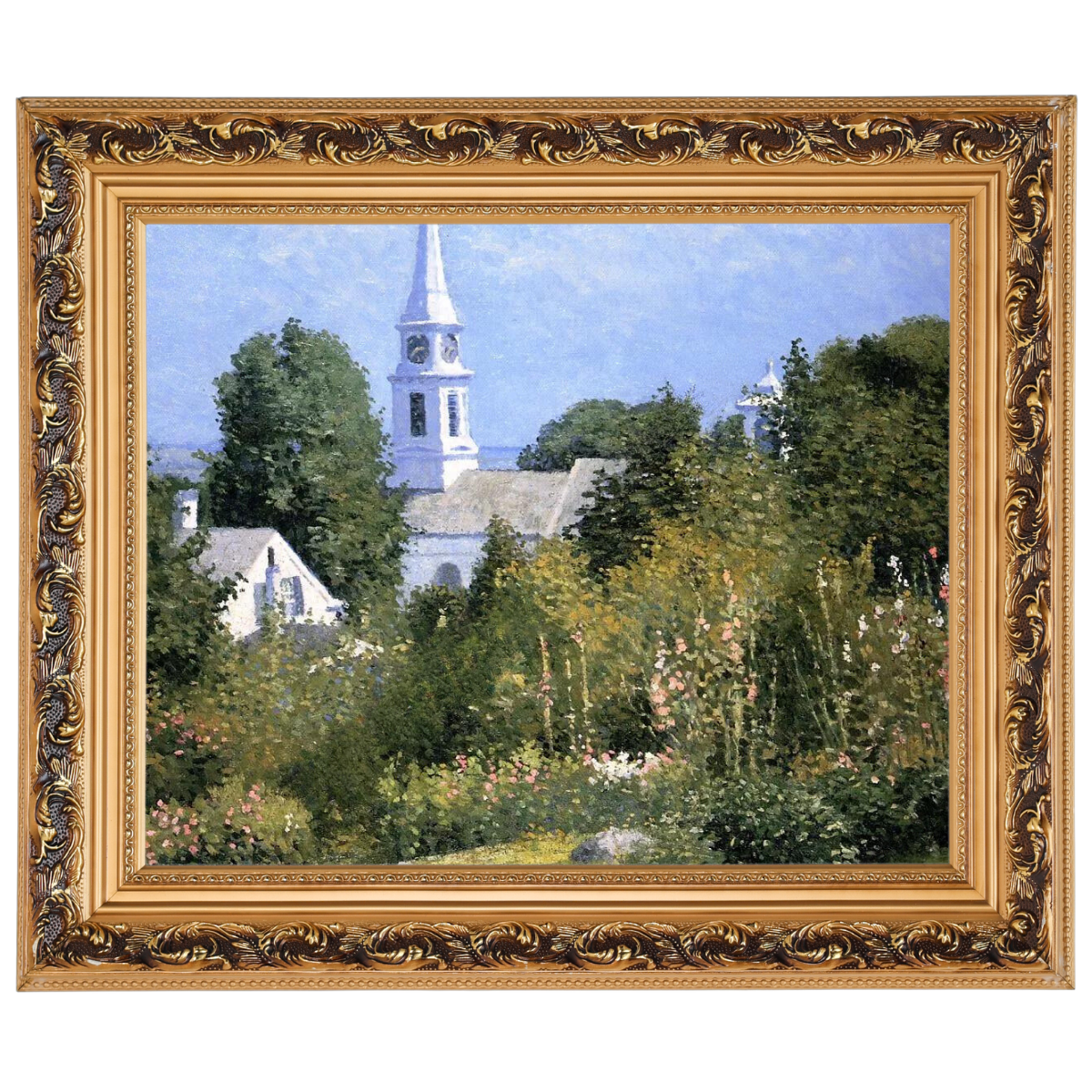Hollyhocks Garden, Mystic, Connecticut - Country style Wall Art Prints Decor For Living Room