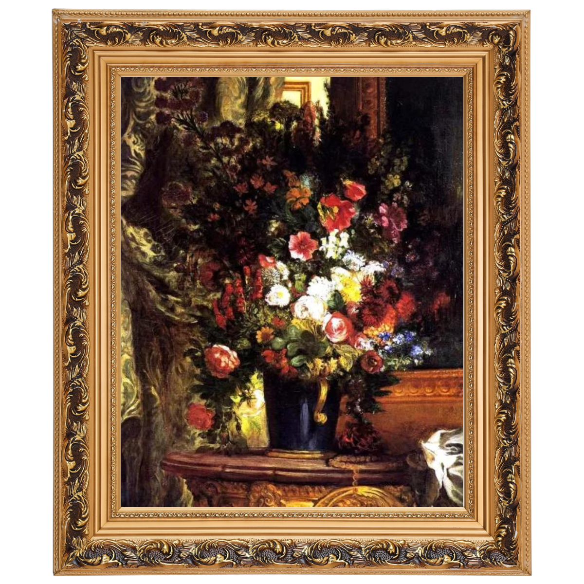 A Vase of Flowers on a Console