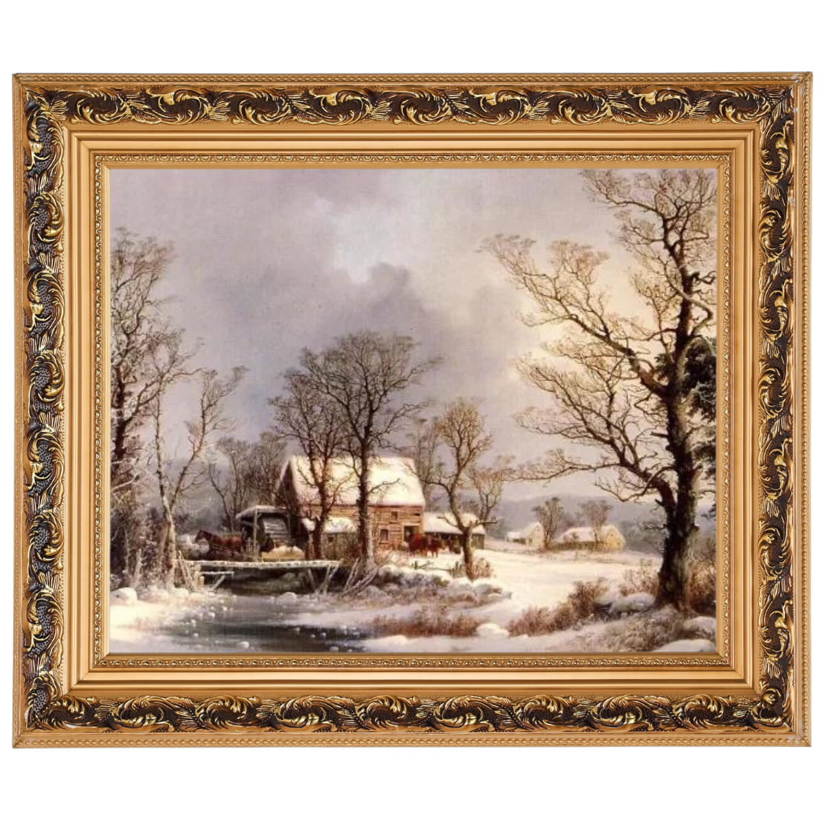 Winter in the Country, The Old Grist Mill-Vintage Wall Art Prints Decor For Living Room