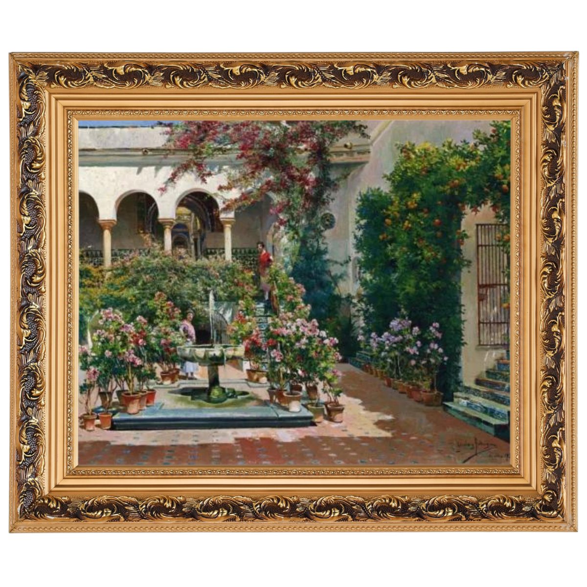 A Courtyard in Seville- Vintage Canvas Wall Art Prints Decor For Living Room