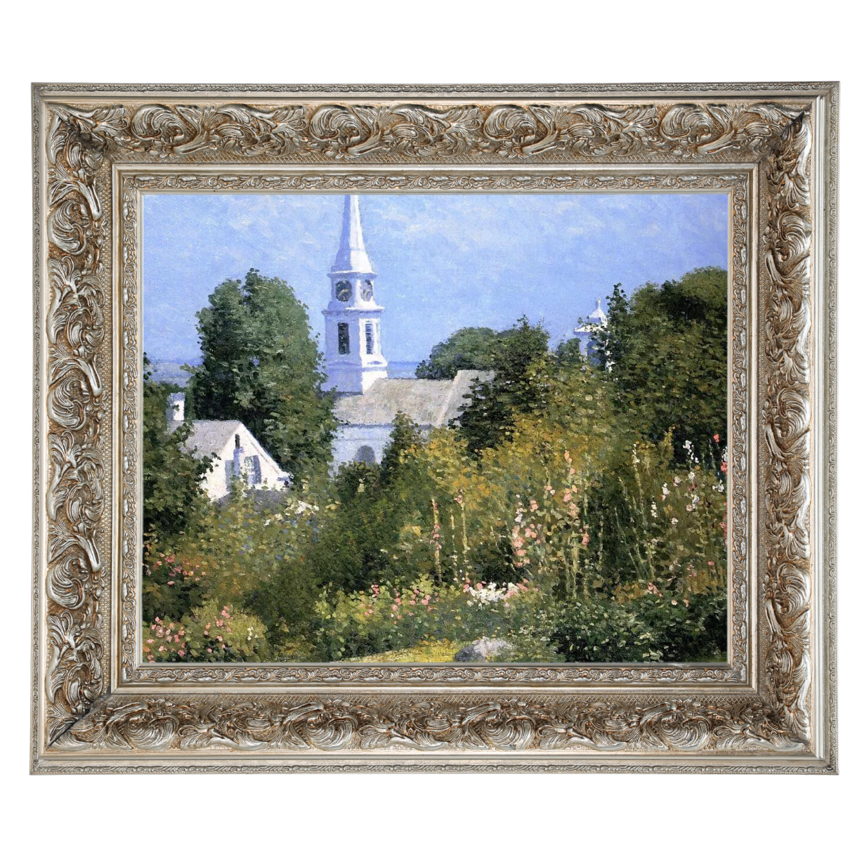 Hollyhocks Garden, Mystic, Connecticut - Country style Wall Art Prints Decor For Living Room