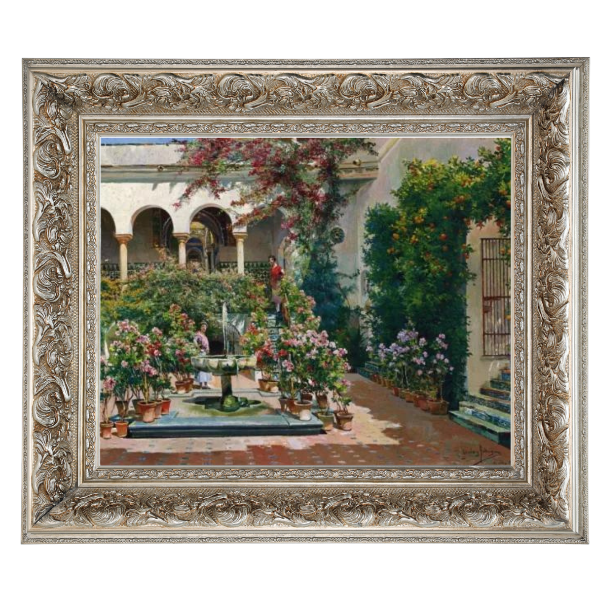 A Courtyard in Seville- Vintage Canvas Wall Art Prints Decor For Living Room