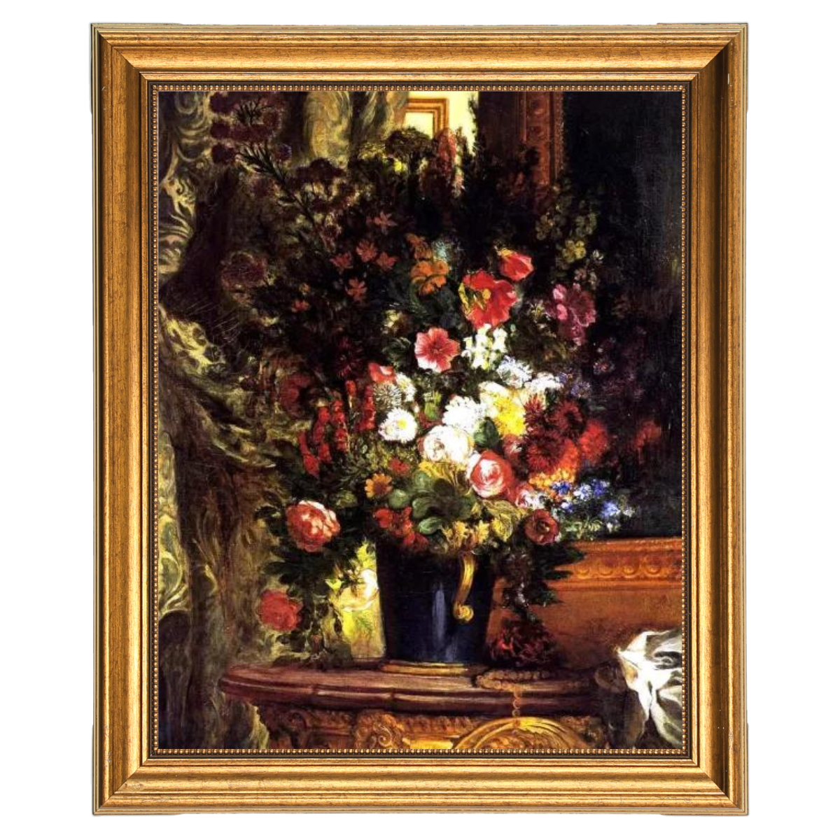 A Vase of Flowers on a Console