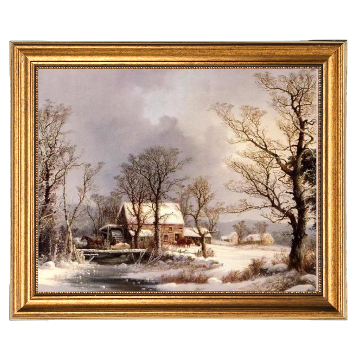 Winter in the Country, The Old Grist Mill-Vintage Wall Art Prints Decor For Living Room