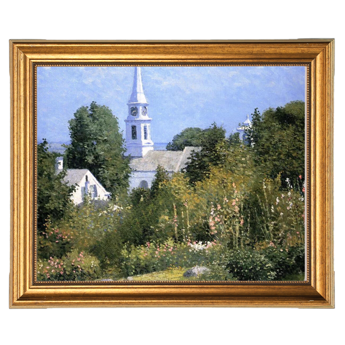 Hollyhocks Garden, Mystic, Connecticut - Country style Wall Art Prints Decor For Living Room