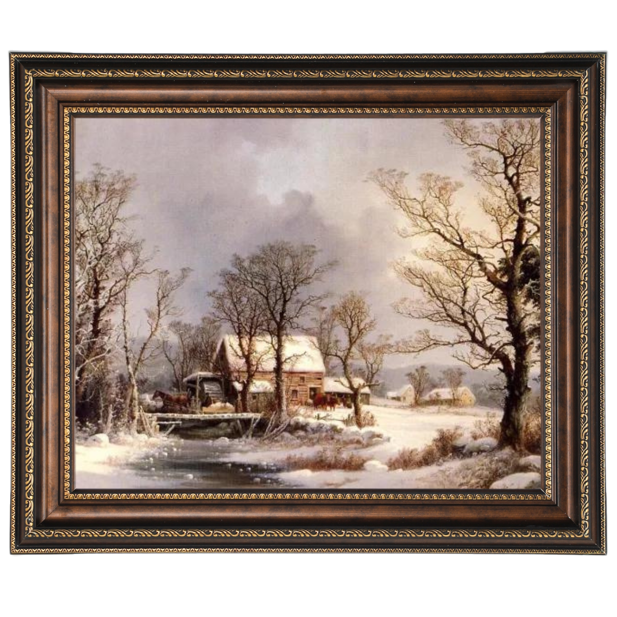 Winter in the Country, The Old Grist Mill-Vintage Wall Art Prints Decor For Living Room