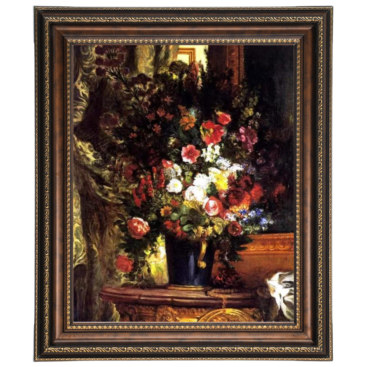 A Vase of Flowers on a Console