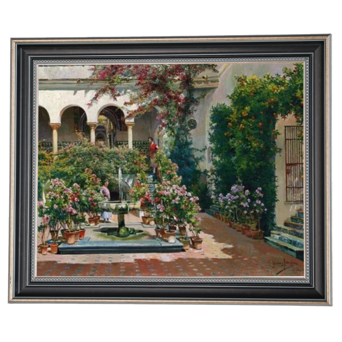 A Courtyard in Seville- Vintage Canvas Wall Art Prints Decor For Living Room