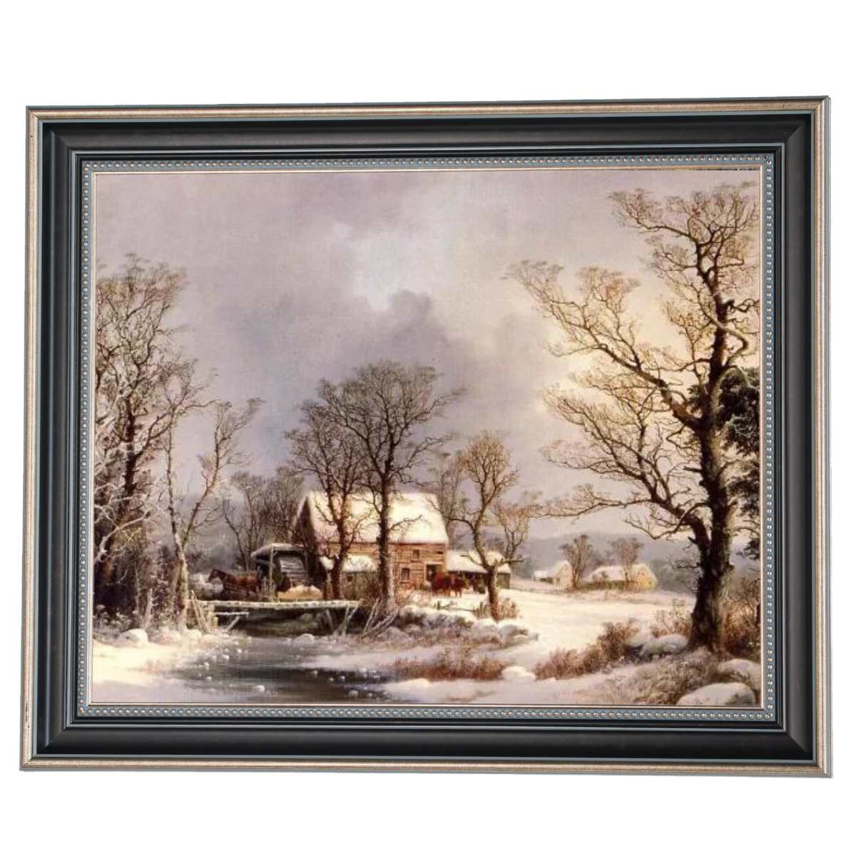 Winter in the Country, The Old Grist Mill-Vintage Wall Art Prints Decor For Living Room