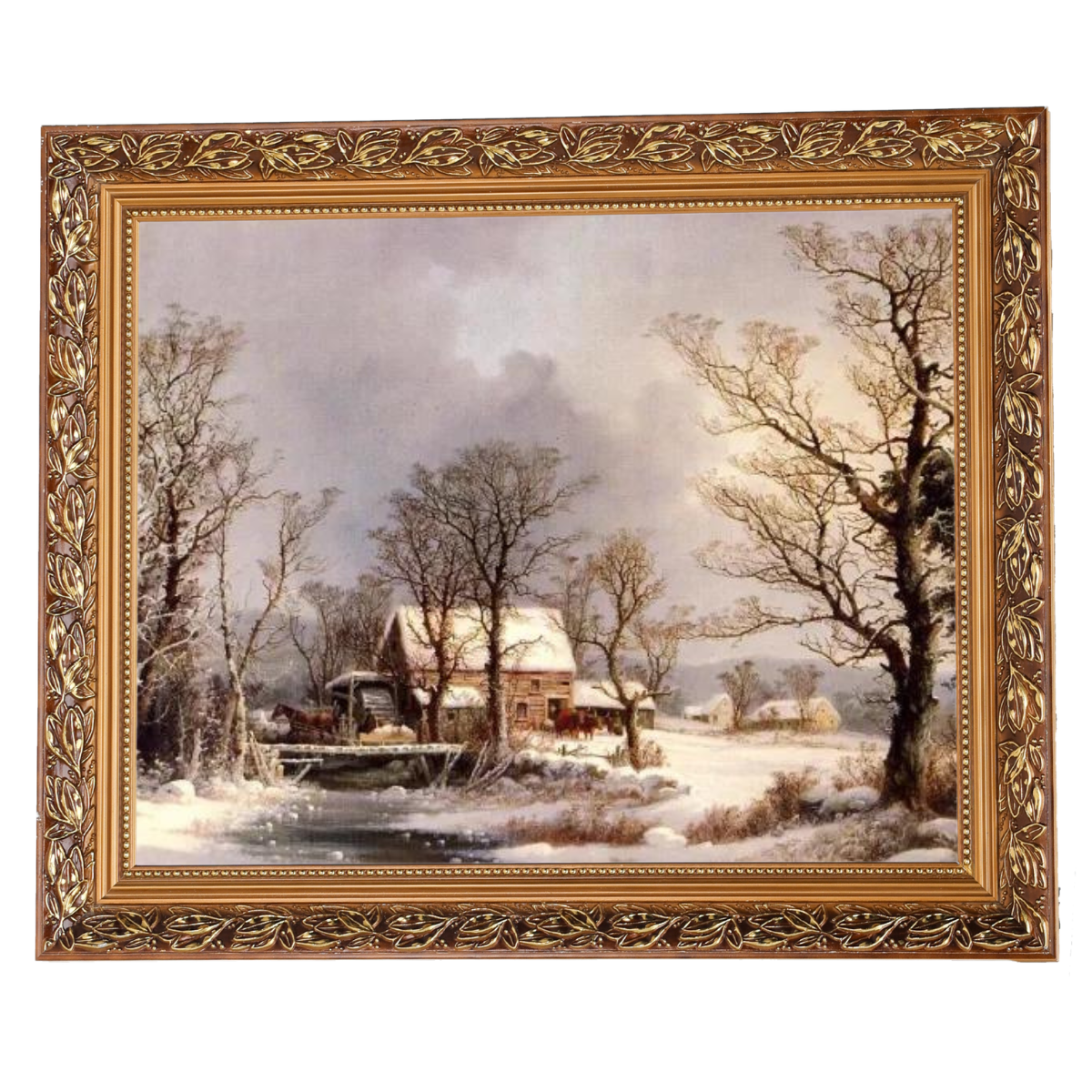 Winter in the Country, The Old Grist Mill-Vintage Wall Art Prints Decor For Living Room