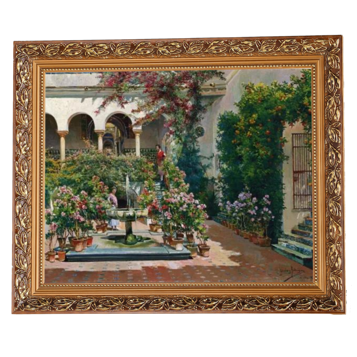 A Courtyard in Seville- Vintage Canvas Wall Art Prints Decor For Living Room