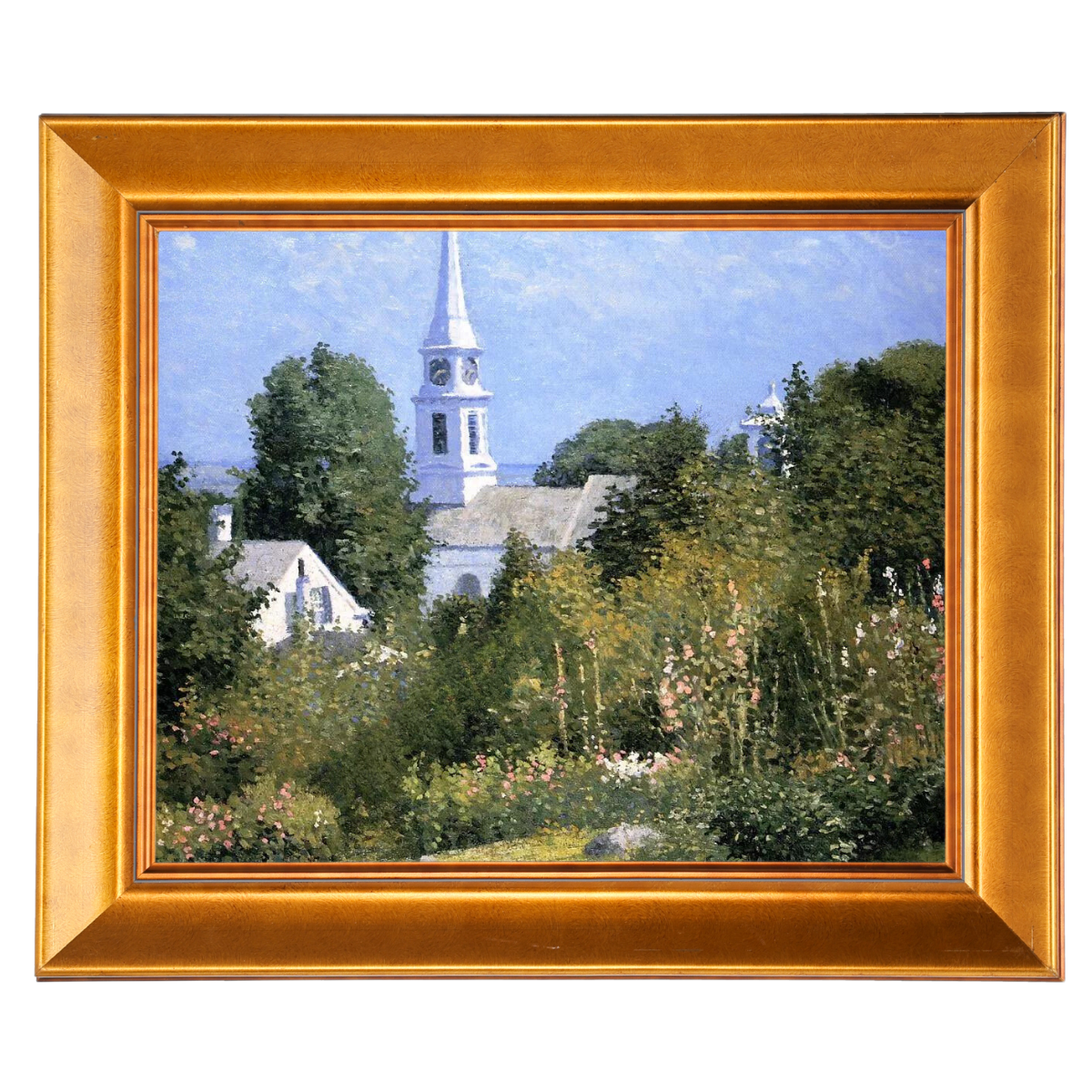 Hollyhocks Garden, Mystic, Connecticut - Country style Wall Art Prints Decor For Living Room
