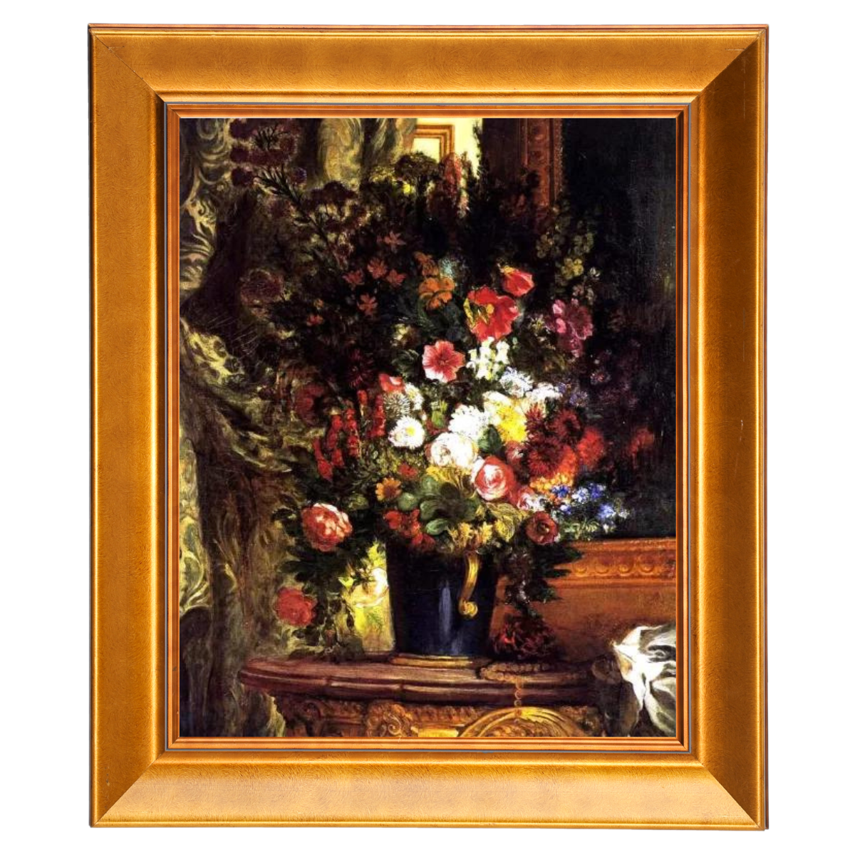 A Vase of Flowers on a Console