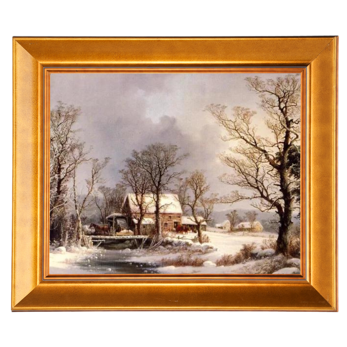 Winter in the Country, The Old Grist Mill-Vintage Wall Art Prints Decor For Living Room